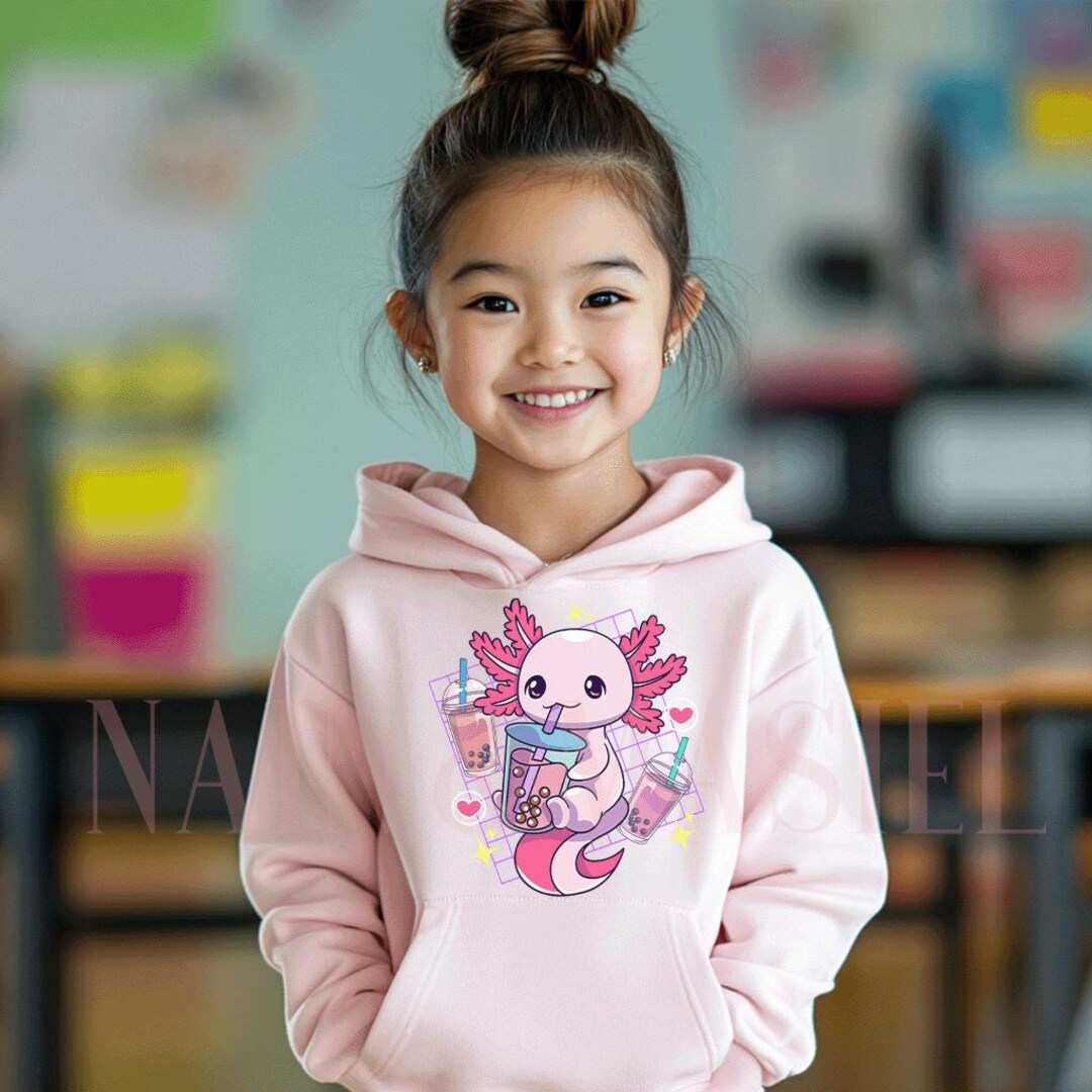 BABYL PULLOVER HOODIE【XLサイズ】 Axolotl Boba Bubble Tea Hoodie - Kawaii Kids Sweatshirt - Etsy