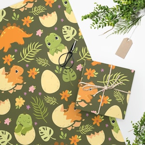 Boys Dinosaur Wrapping Paper, Dinosaur Gift Wrap, Dinosaur Baby Shower, Dinosaur Birthday Boy, Boy Dinosaur Gifts Kids Dino Eggs Retro