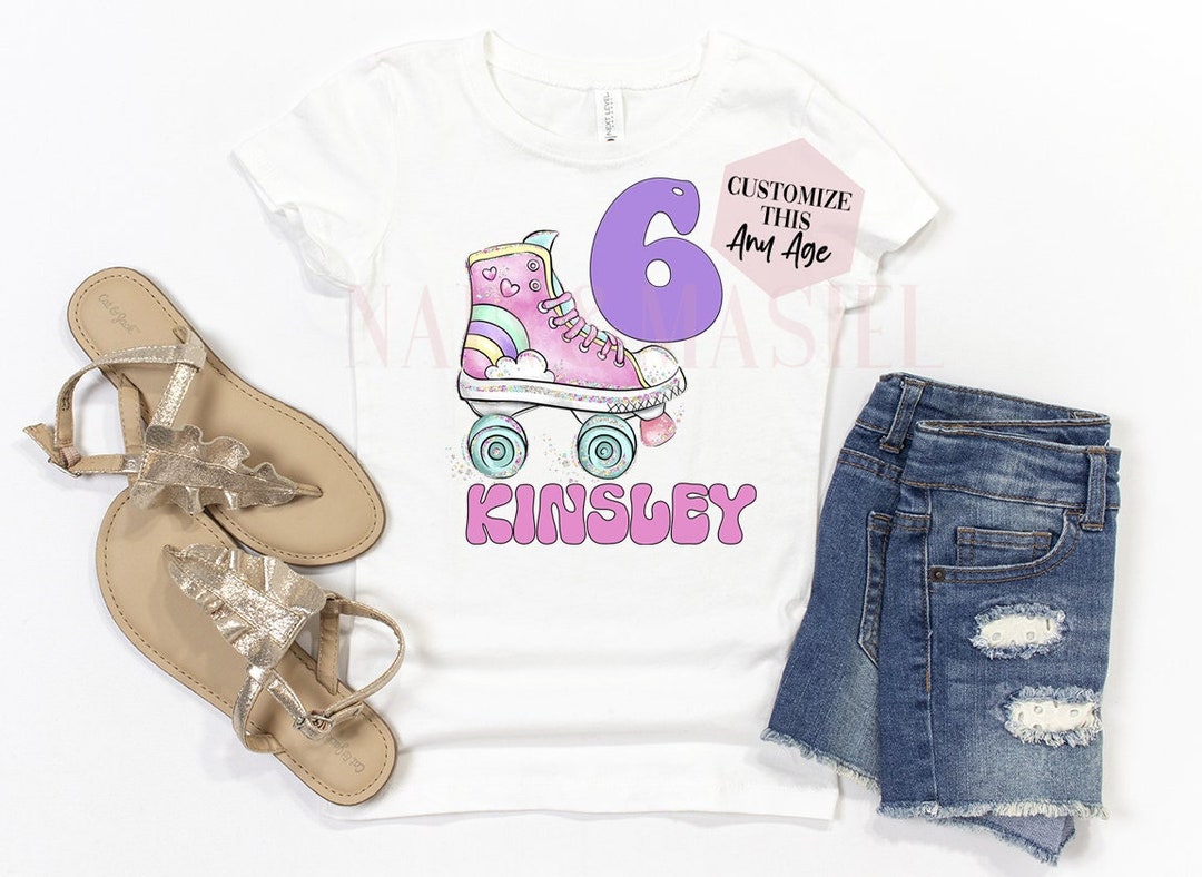 Roller Skate Birthday Shirt Girl Custom Roller Skates Shirt Etsy