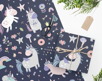 Cute Unicorn Wrapping Paper, Unicorn Gift Wrap, Unicorn Gift Bag, Unicorncore, Boho Unicorn, Baby Shower Unicorn, Unicorn Birthday Boho