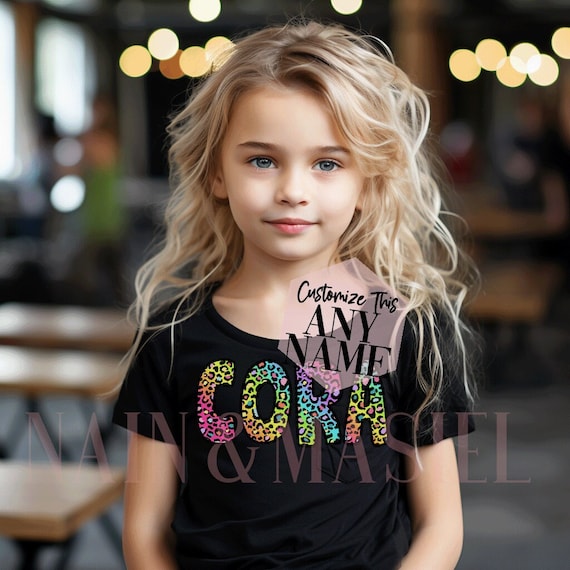 Personalized Rainbow Leopard Print Name Shirt, Custom Birthday Gift, Birthday Girl Shirt Cheetah Animal Print