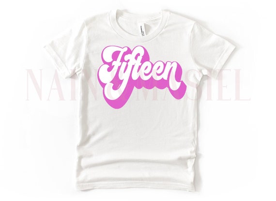 15th Birthday Shirt, Groovy Fifteen Birthda Girl Quinceañera Quince Pink, Birthday Girl Shirt