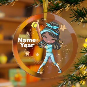 Black Girl Softball Ornament, Black Softball Player, Softball Christmas Ornament, Softball Daughter, Softball Gifts Her,Girls Softball Coach