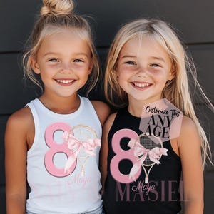 Girls Tennis Birthday Shirt, Coquette Tennis, Birthday Tank Top, Tennis Birthday, Girls Tennis Tank Top, Tennis Bow Pink, Girls Tennis Gift