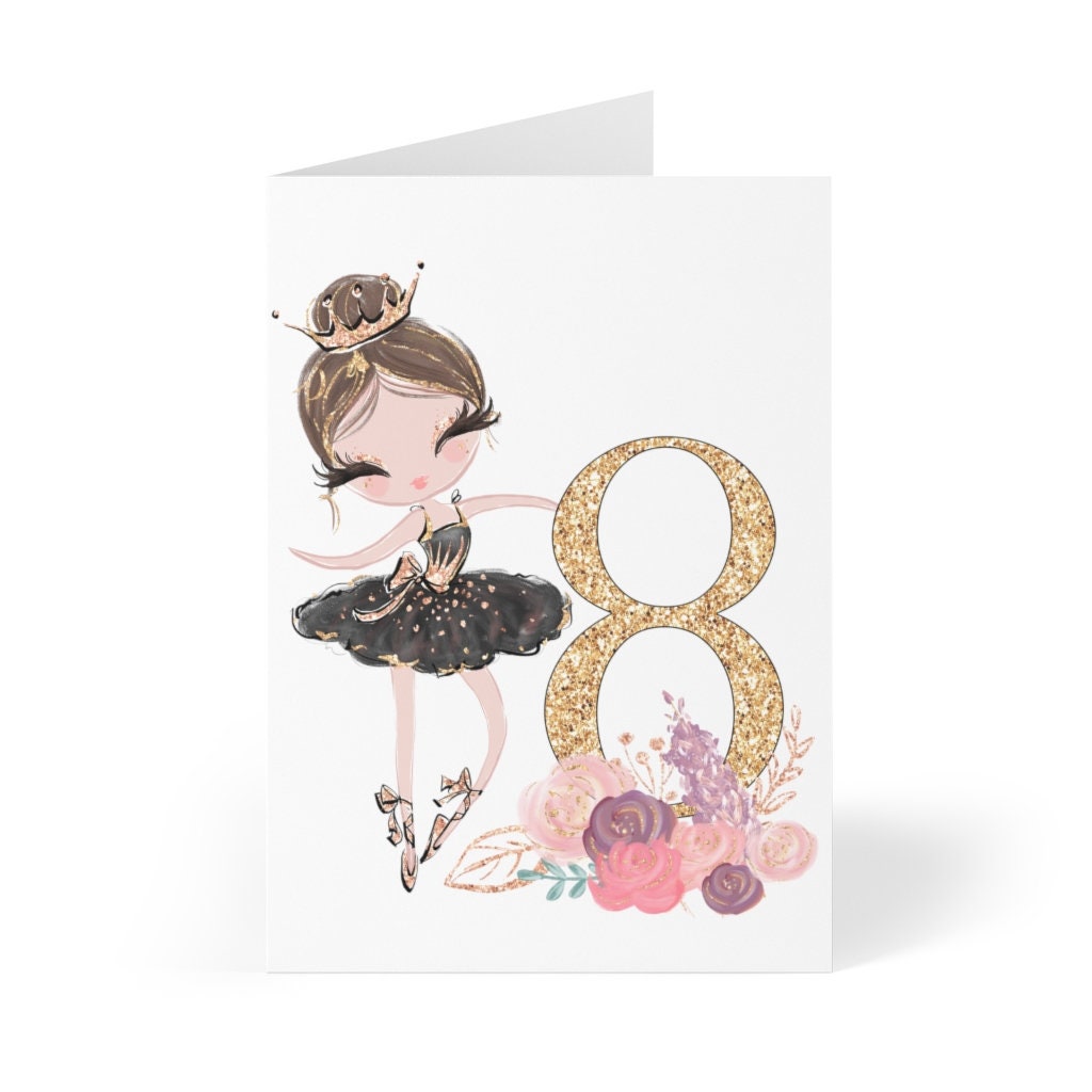 Geburtstagskarte Zum 8. Geburtstag Für Mädchen – Rosa Glitzer-Design Mit Diamant-8, 20,6 X 22,1 Cm