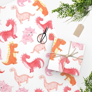 Boho Girl Dinosaur Wrapping Paper Dino, Girl Dinosaur Gifts, Dinosaur Gift Wrap, Girl Dinosaur, Baby Wrapping Paper Birthday Princess Kids