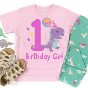 First Birthday Girl Baby Dinosaur Shirt, Girl Dinosaur Shirt, Dinosaur Birthday, Girl Dinosaur Gift,Girl Dinosaur Party, One Birthday 1st