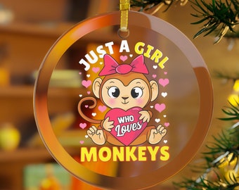 Monkey Ornament, Monkey Christmas, Monkey Gifts, Monkey Mama, Monkey Girls, Monkey Birthday,Just Girl Who Loves Monkeys Christmas Ornament