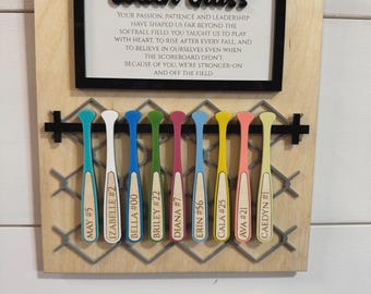 Personalized Baseball/Softball Coach Gift SVG: Laser Cut Bat Holder (Digital Download