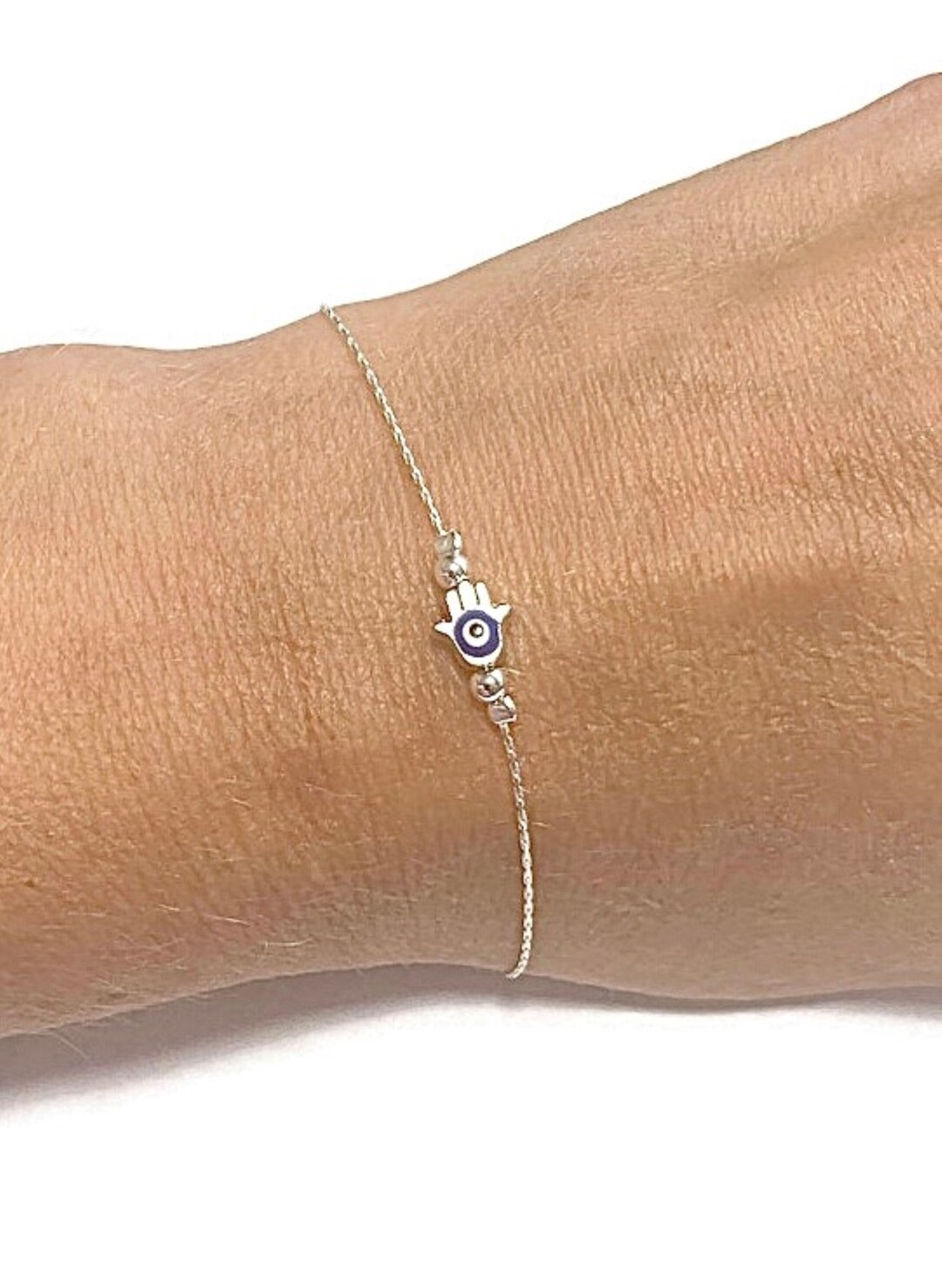 Karma Gems Hamsa Fatima Hand Evil Eye Sterling Silver Minimalist