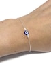 Karma Gems Blue Evil Eye Sterling Silver Minimalist Bracelet 