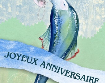 Happy birthday handmade card 21cm x 10cm