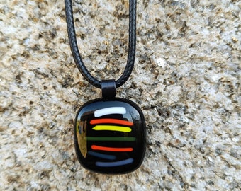 Multicoloured fused glass pendant, handmade, necklace, birthday gift, art glass, birthday gift, handmade