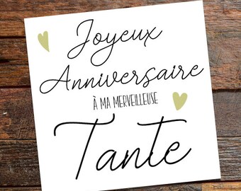 Carte anniversaire tante, carte d'anniversaire, cadeau anniversaire, carte fait-main, carte originelle