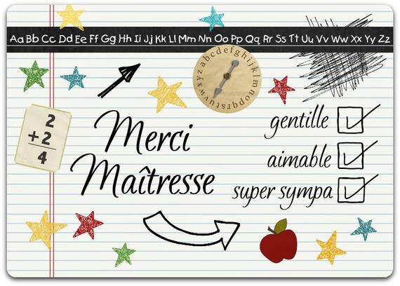 Carte Merci Maitresse Fin D Annee Merci Etsy