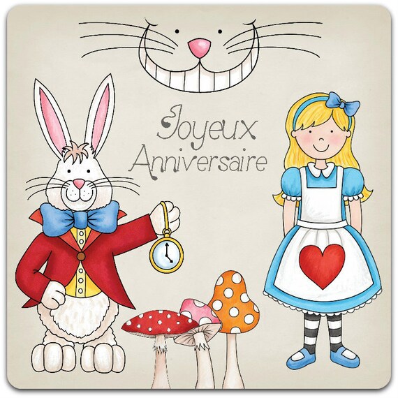 Carte de vœux faite-main Bon Anniversaire Alice au Pays ...