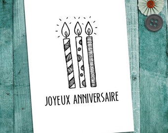 Birthday card, birthday gift, card with candles, happy birthday card, woman card, mom card, handmade card