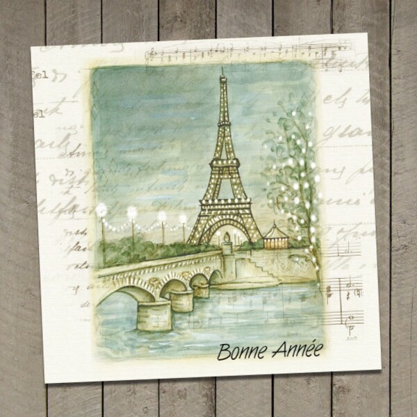 Carte Bonne Année, carte originelle, Paris, carte fait-main