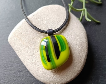 Handmade fused glass pendant with necklace, birthday gift, art glass