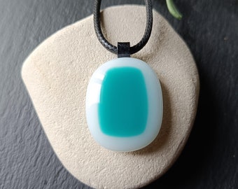 Handmade fused glass pendant with necklace, birthday gift, art glass