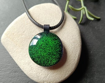 Handmade iridescent fused glass pendant, necklace, birthday gift, art glass, hand made gift, jewellery, jewelry