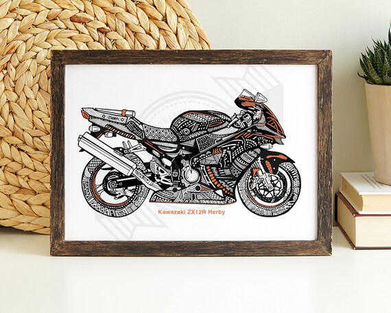 Personalised Kawasaki Ninja ZX-12R, Mandala & Mehndi Art