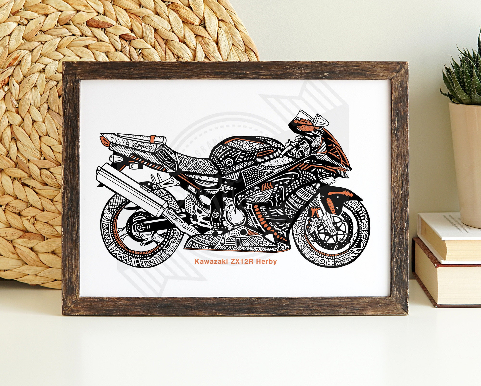 Personalised Kawasaki Ninja ZX-12R, Mandala & Mehndi Art