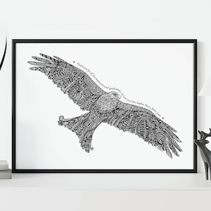 Red Kite Personalised Swoodle, Hand Drawn Bird of Prey, Wildlife Art, Custom Bird Print, Mandala Birthday Gift, Home Decor A4 / A3 Print