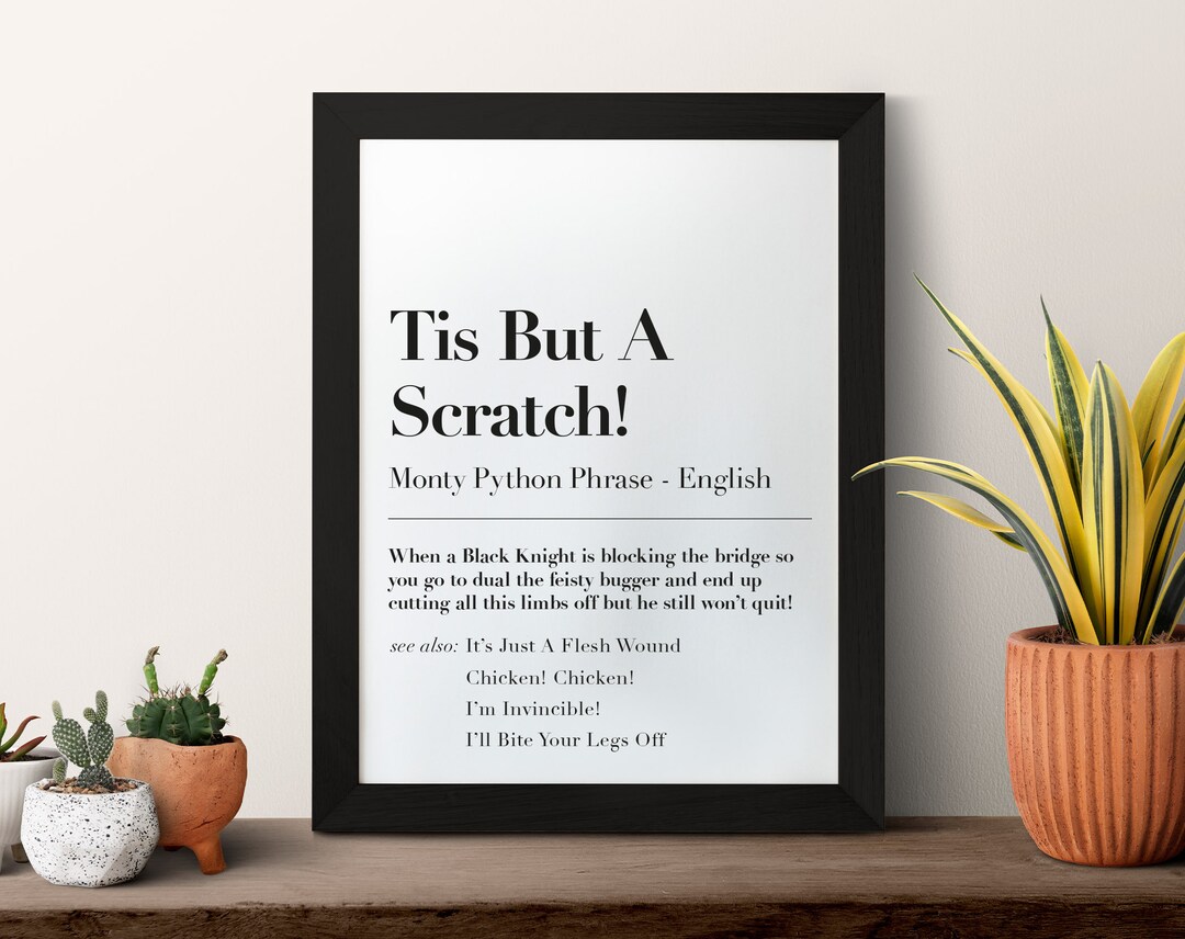 Tis but A Scratch British Funny Dictionary Quote Print Etsy