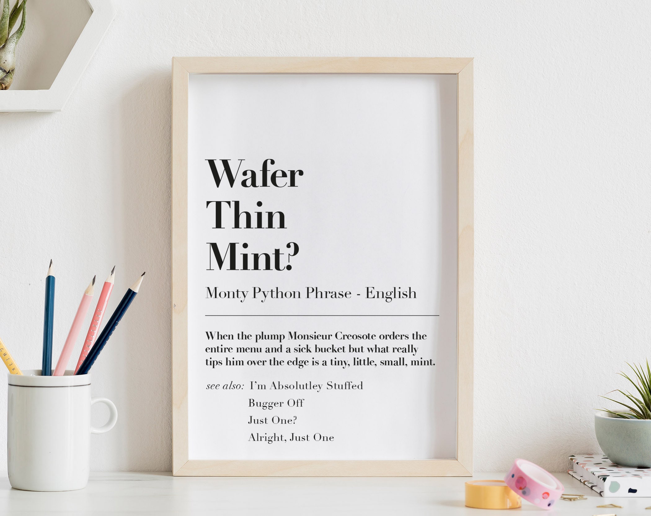 Wafer Thin Mint British Funny Dictionary Quote Print Monthy - Etsy Finland