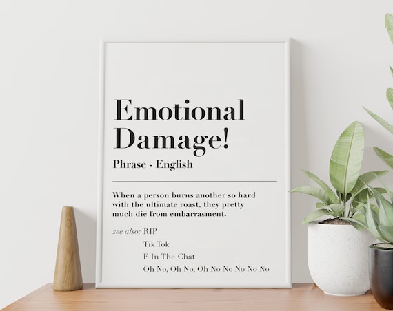 Emotional Damage Meme Funny Dictionary Definition RIP Quote - Etsy Emotional Damage Meme Funny Dictionary Definition RIP Quote - Etsy