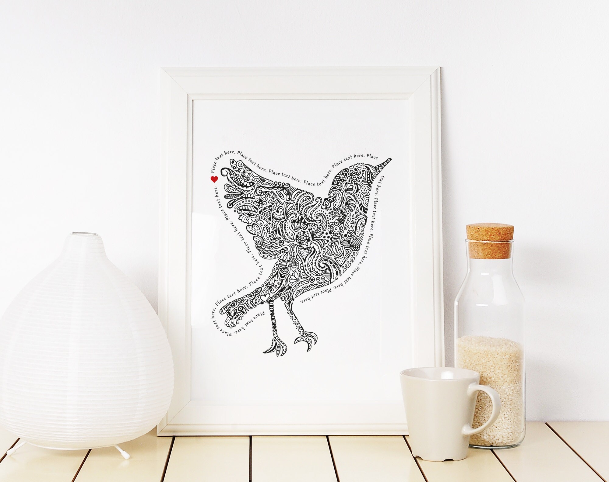 ペリカン Bird Personalised Swoodle, Hand Drawn Love Bird, Dove Art