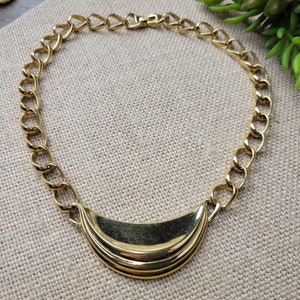 Monet chunky gold-tone chain and half-moon collar necklace, 1980s-90s vintage