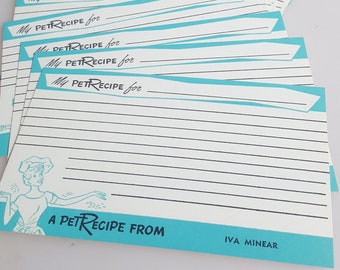 Vintage recipe cards blank My Pet Recipe aqua female chef design 18 cards Pet Milk advertising