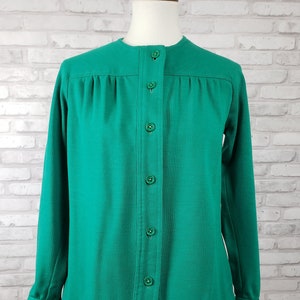 Swing jacket or shacket emerald green wool blend jersey knit, 38-inch bust Joan Leslie for Kasper 1970s image 1