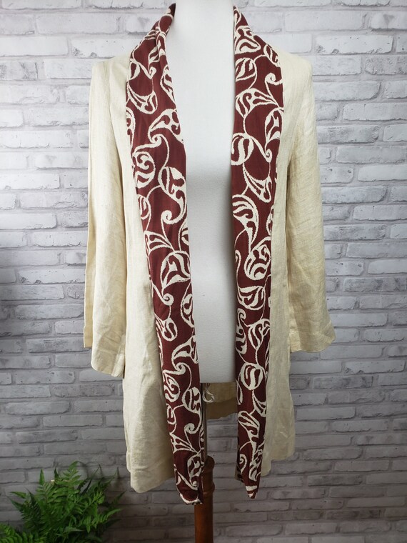Vintage 1930s 40s off white linen rust tropical le