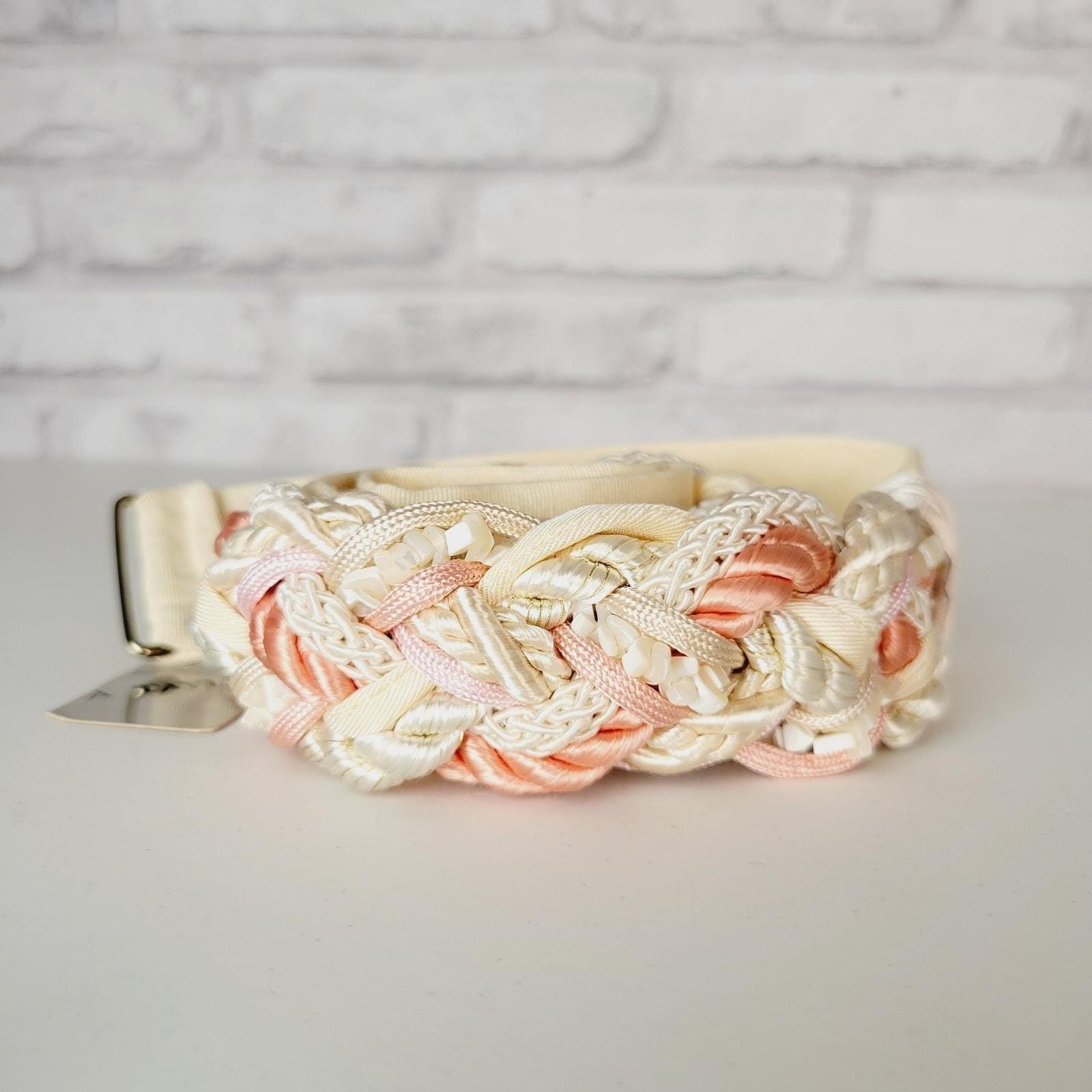 Pink Rope Braided Vintage Deadstock Boho Earthy Vintage 1980s Braided Cord Belt Pink S/M Deadstock Boho Soft  main image 2
