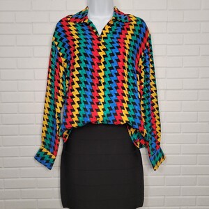 Blusa de seda Adrianna Papell talla 4, con botones delanteros, estilo maximalista y brillante, para oficina imagen 9