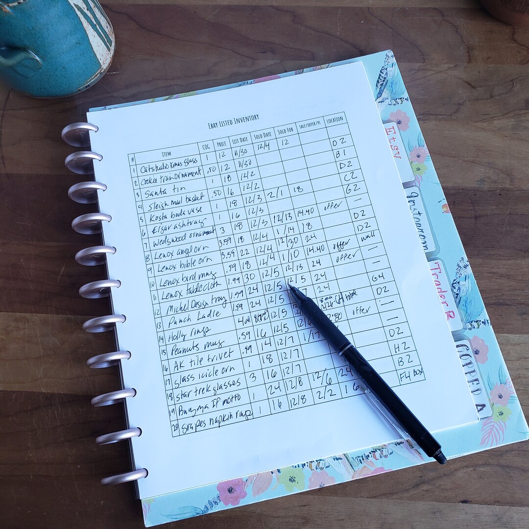Listed Inventory Sheet for Ebay Vintage Sellers, Reseller Inventory ...