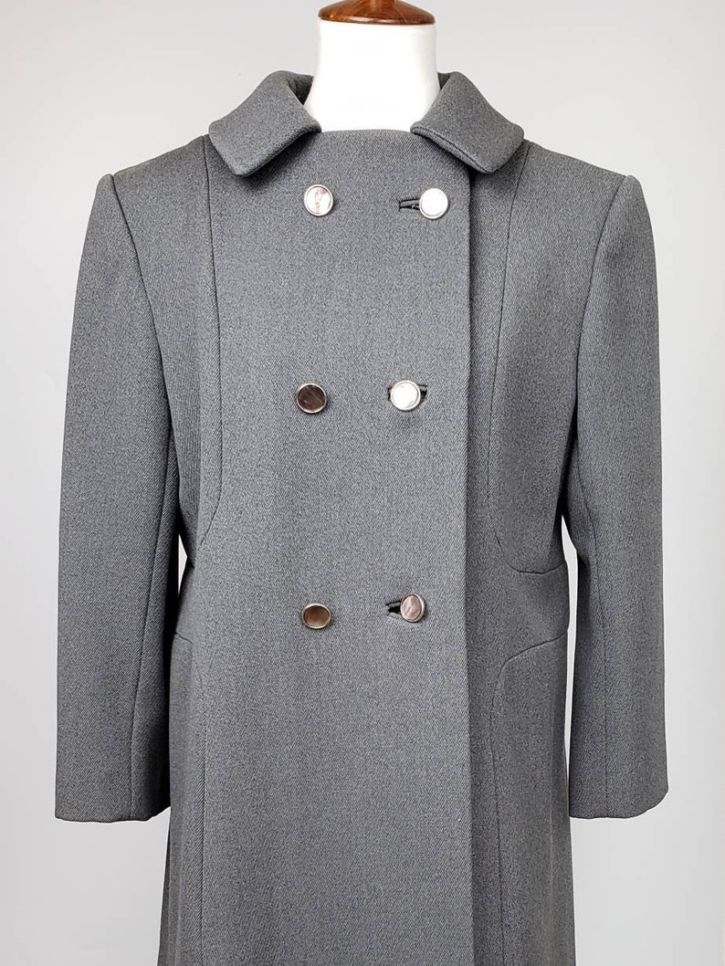 Womens Winter Coat Gray Wool Harve Benard Military Style Etsy