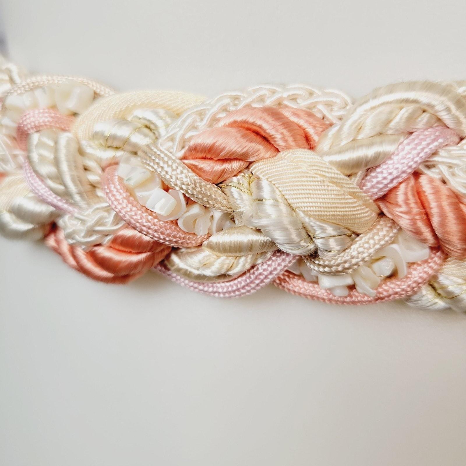 Vintage 1980s Braided Cord Belt Pink S/M Deadstock Boho Soft  display picture 2