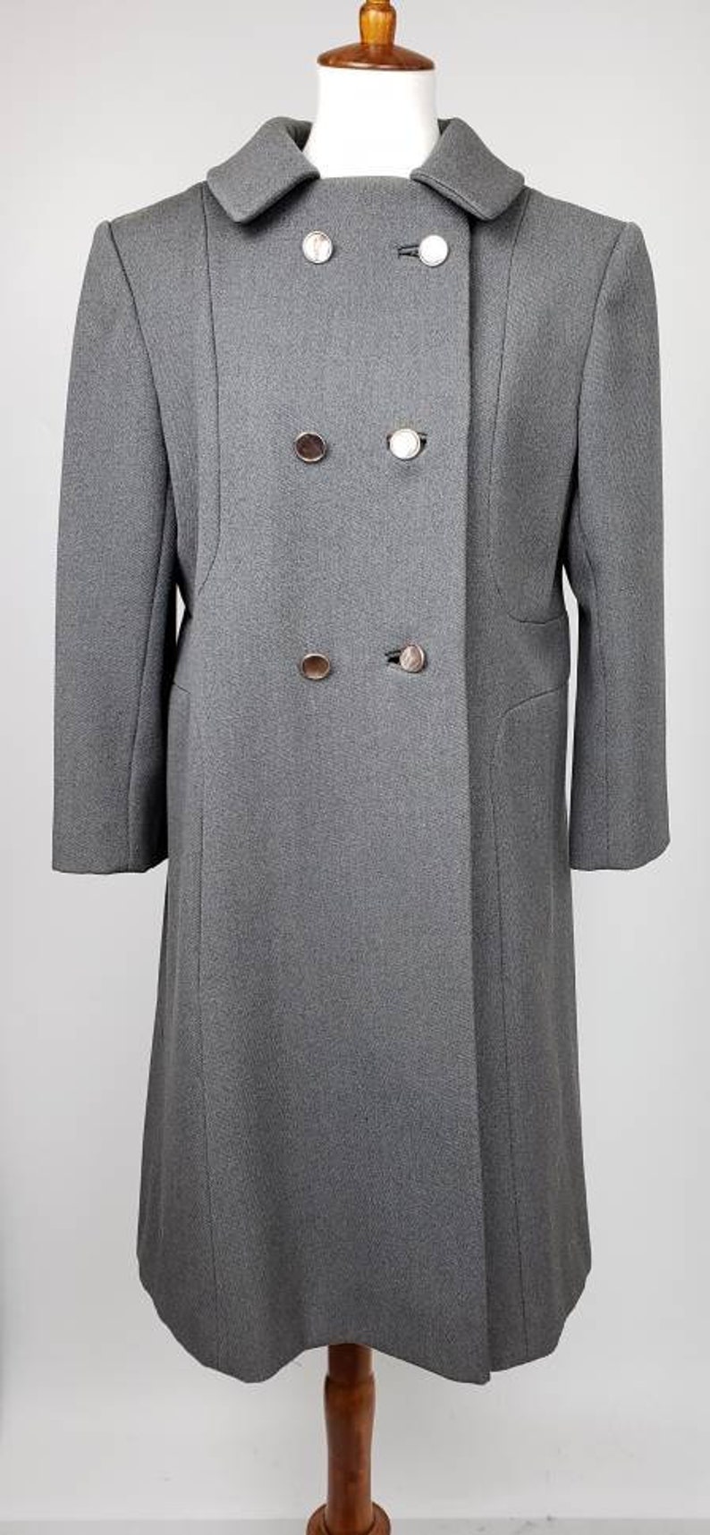 Womens Winter Coat Gray Wool Harve Benard Military Style Etsy