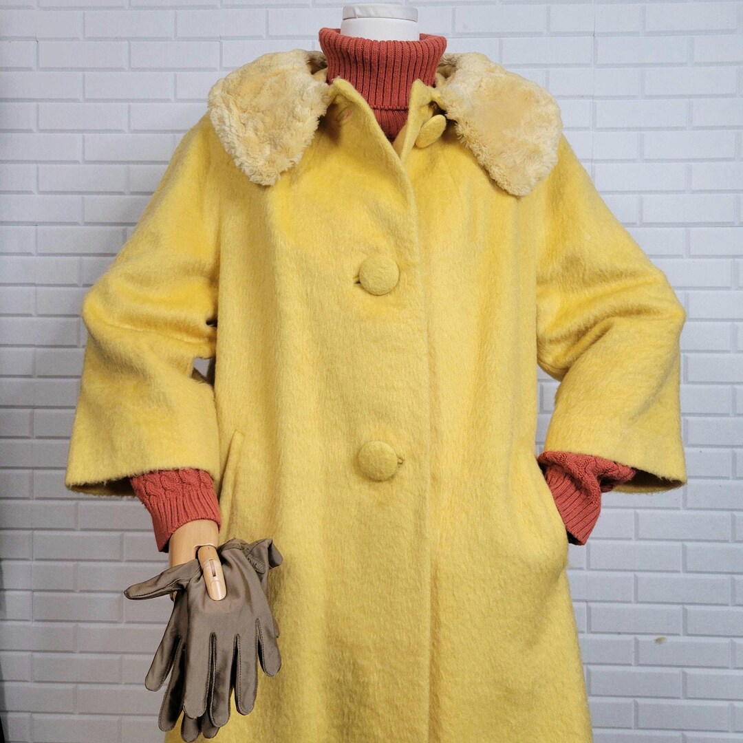 VINTAGE 60s NAVY BLUE MOD SWING WOOL SHORT TENT COAT 10 12 main image 0