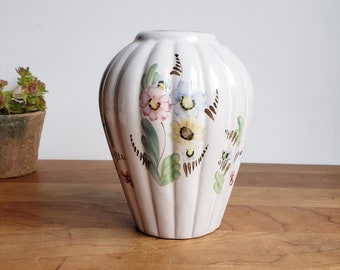 Arabia Finland faience peint à la main floral nervuré vase ARA ligne terra cotta poterie, vintage céramique scandinave