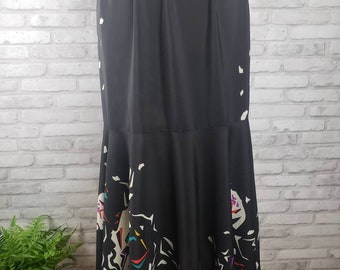 Falda de trompeta estilo Memphis de los años 80: diseño floral abstracto, talla 8