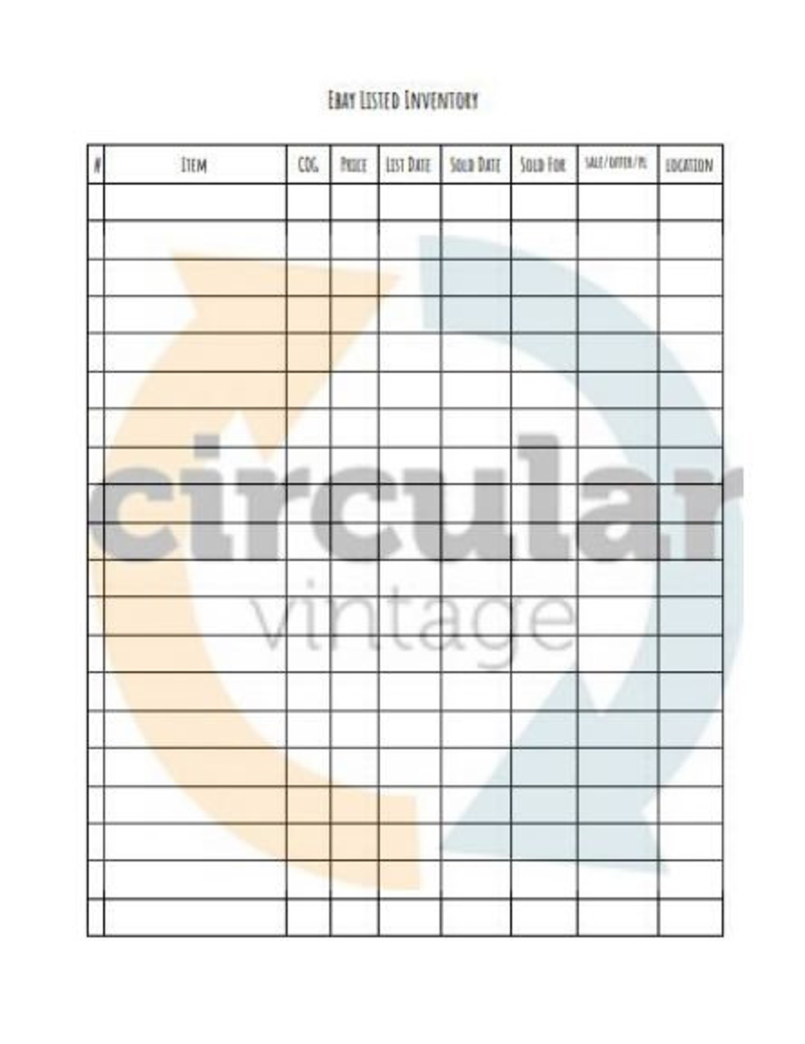 Listed Inventory Sheet for Ebay Vintage Sellers Reseller - Etsy