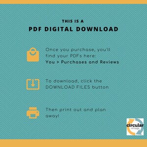 May include: A teal and orange graphic with the text "THIS IS A PDF DIGITAL DOWNLOAD." Instructions are provided for downloading and printing the PDF. The Circular Vintage logo is in the bottom right corner.
