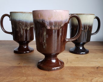 Pastel drip glaze redware vintage ceramics pedestal mug by Dee Bee Imports Japan  - choice