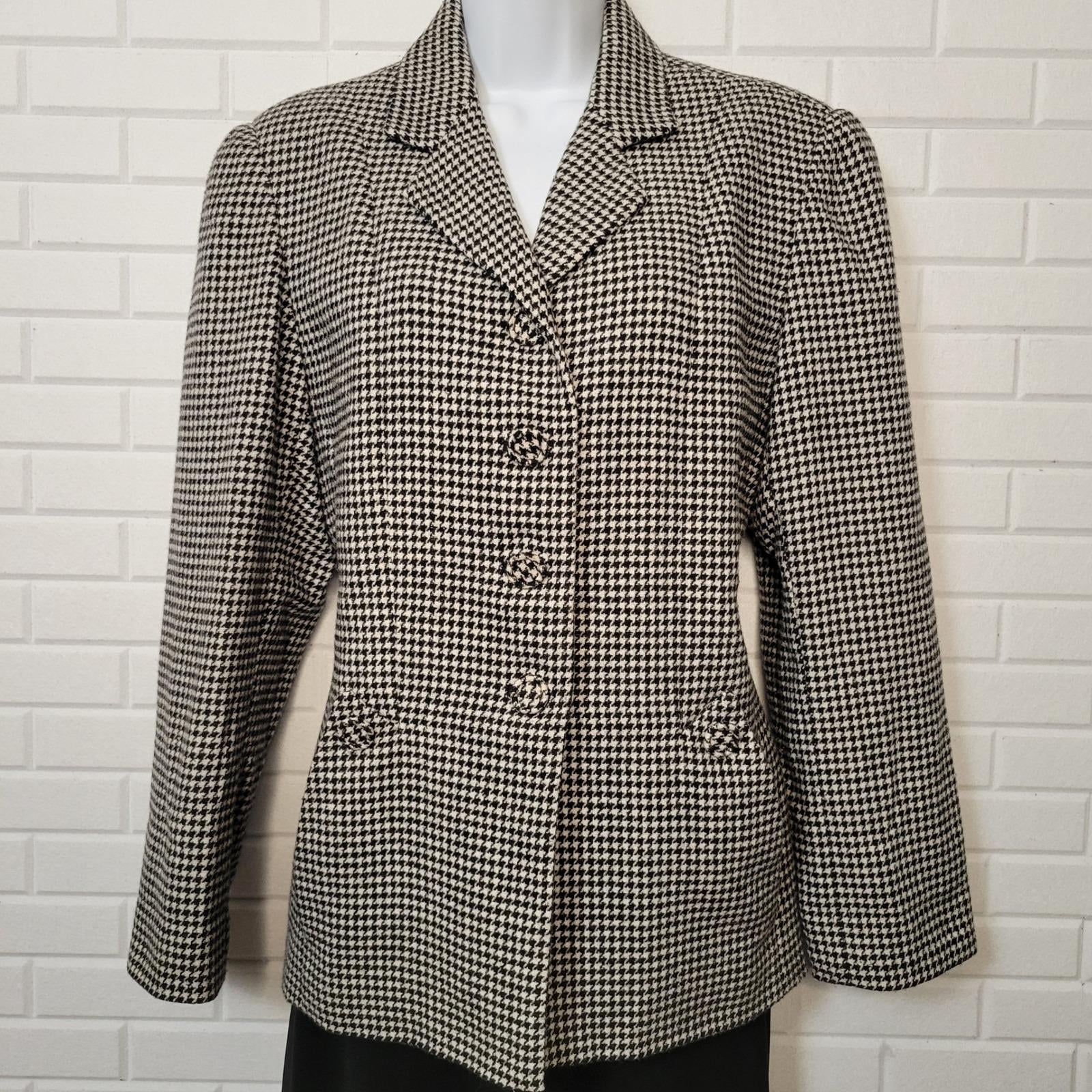 Blazer Femme Laine Pied-de-poule Noir Et Blanc Balmain Taille 34 - Occasion Parfait état - Coupe Oversized