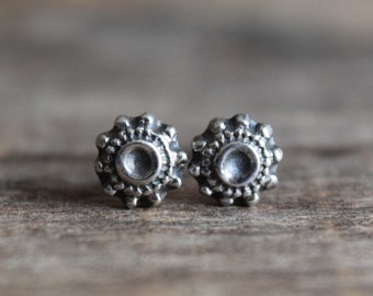 Dainty Silver Studs, Ethnic Style Post Earrings, Recycled Silver, Tiny Studs, Vintage Style